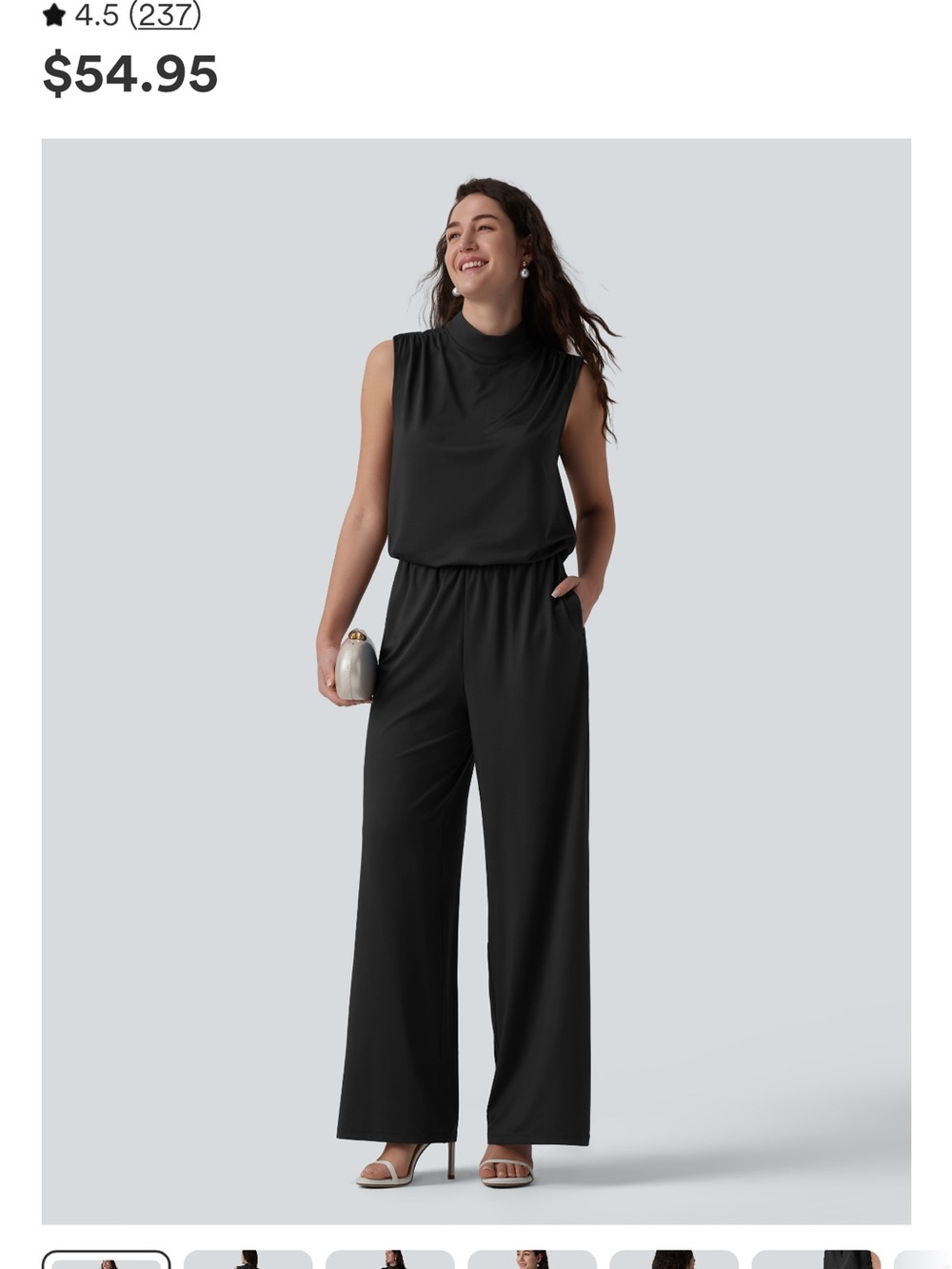 HALARA Sleeveless Mock-Neck Wide-Leg Jumpsuit in Black
